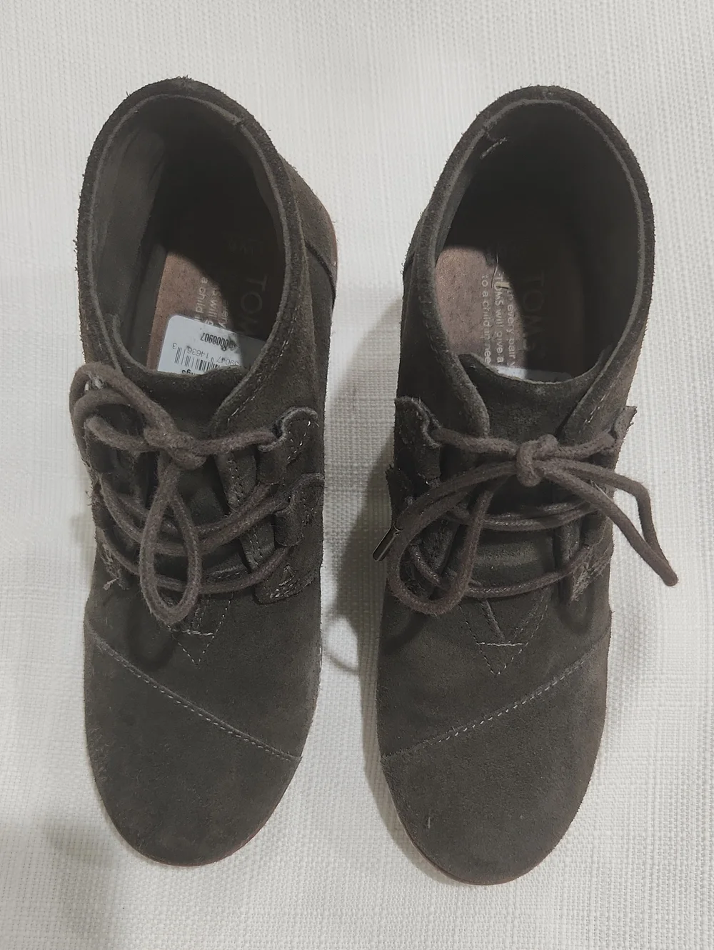 Toms Brown Suede Lace-Up Wedge Ankle Boots